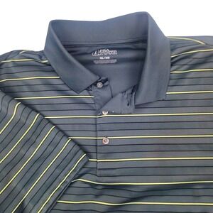 PGA Tour Mens Golf Polo Shirt XL Gray Yellow Stripe‎ Performance Activewear